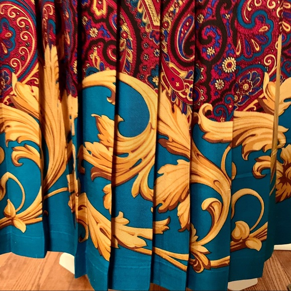 Vintage Richard Warren Scarf Print Pleated Skirt - Picture 3 of 4